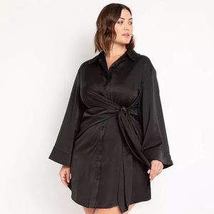 NEVER WORN ✨ Satin Shirtdress With Tie Waist